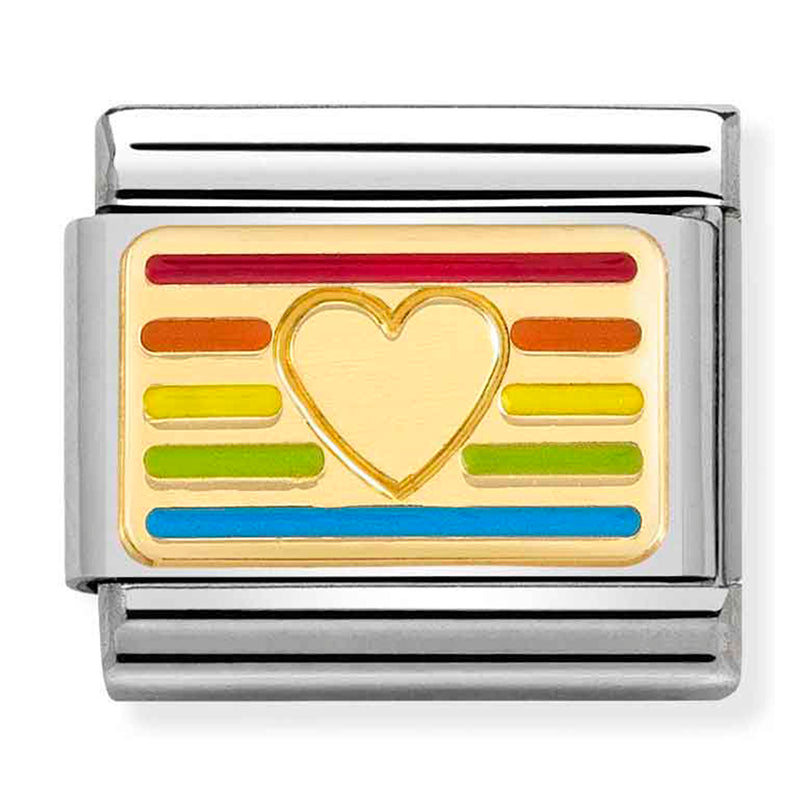 Symbols - Rainbow Heart Flag Gold Charm