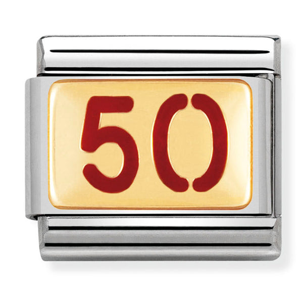 Birthday - 50th with Red Enamel Gold Charm