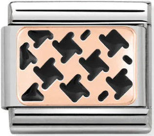 Symbols - Houndstooth Black Enamel Rosegold Charm