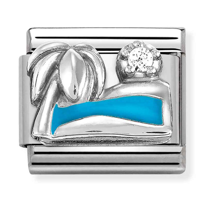 Nature - Palm Beach and Ocean with CZ Silver Charm