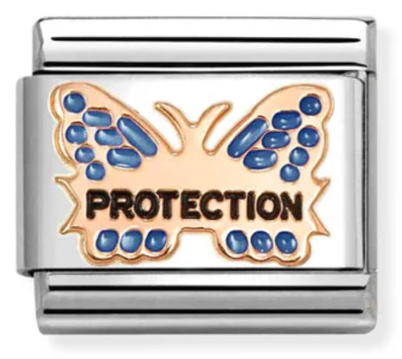 Symbols - Blue ‘Protection’ Butterfly Rosegold Charm