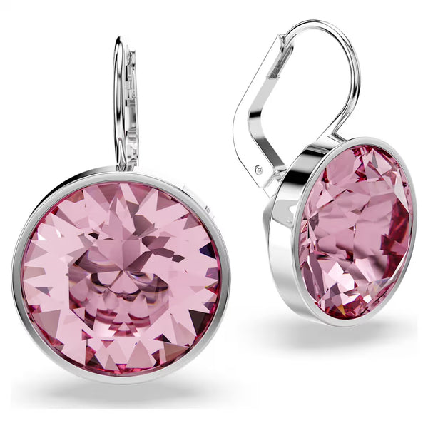 Bella: Pink Round Silver Drop Earrings