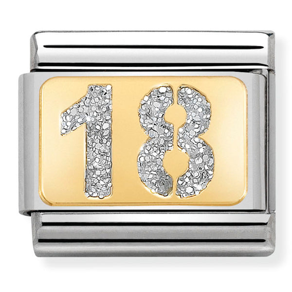 Birthday - 18th with Silver Glitter Gold Charm