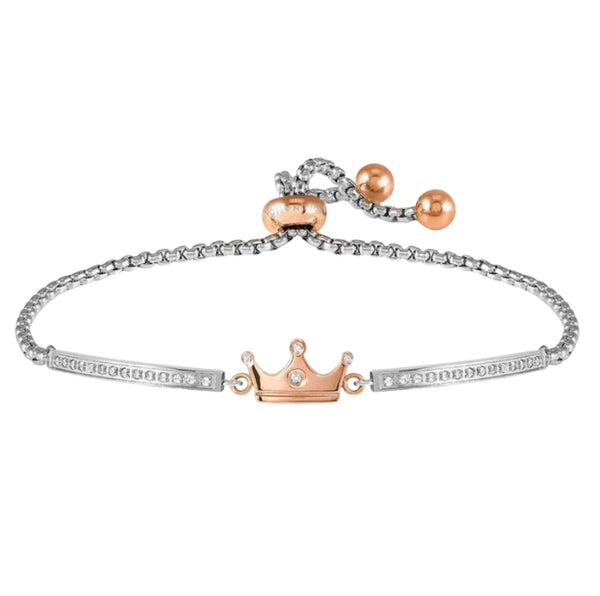 Milleluci: Refined Rosegold Crown with CZ Stainless Steel Bracelet