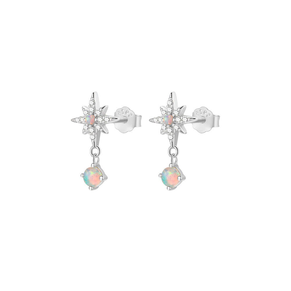 Petite CZ North Star & Opalite Stud Earrings