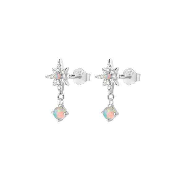 Petite CZ North Star & Opalite Stud Earrings