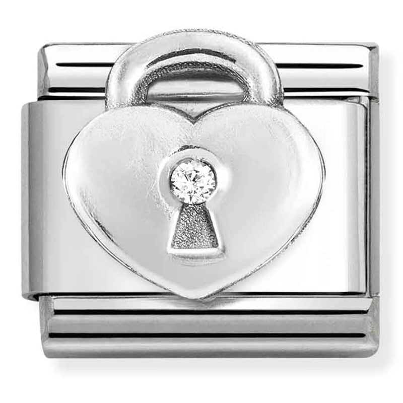 Love - Heart Padlock with CZ Silver Charm