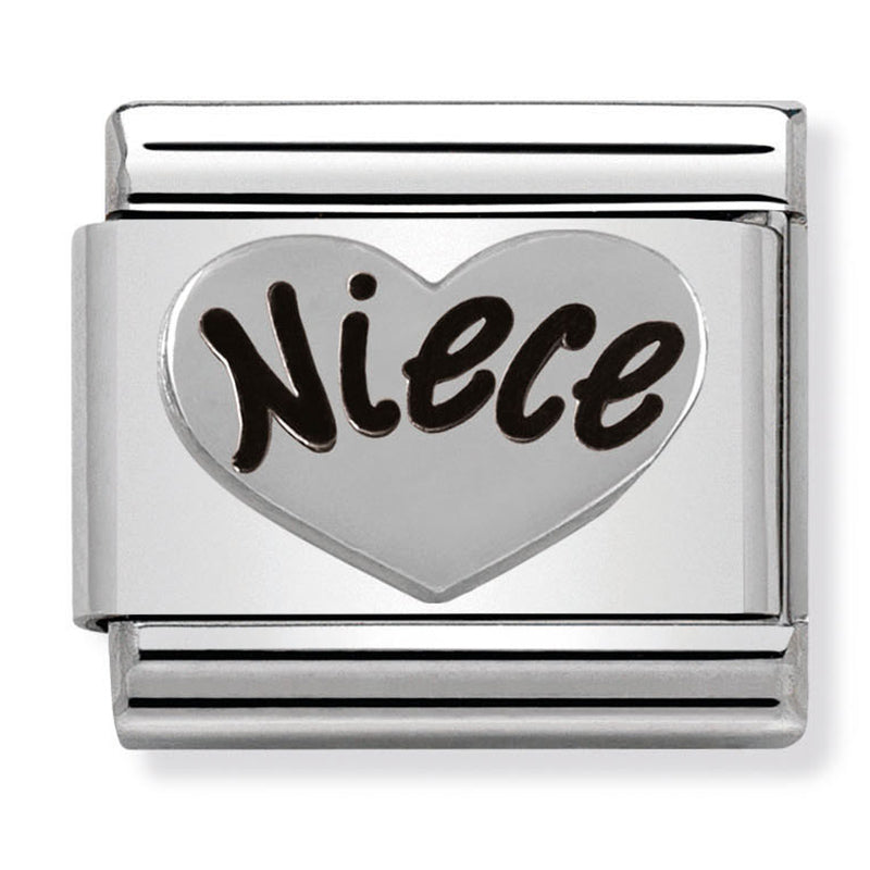 Family - Niece Heart Silver Charm