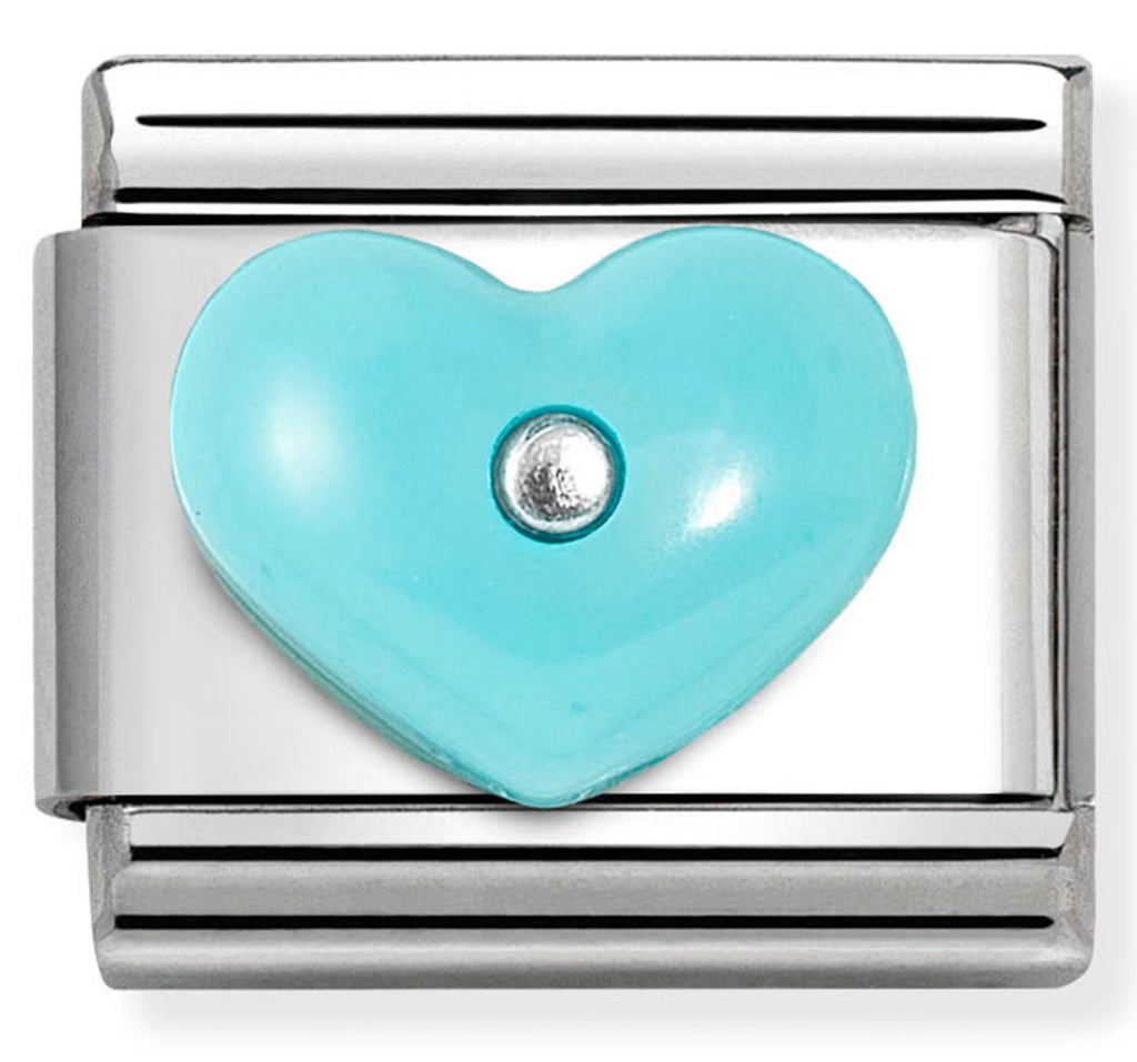 Love - Turquoise Synthetic Stone Heart Silver Charm