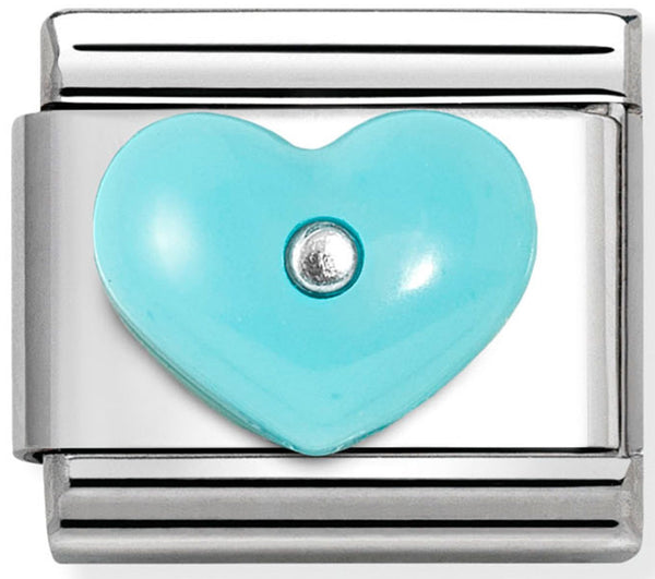 Love - Turquoise Synthetic Stone Heart Silver Charm