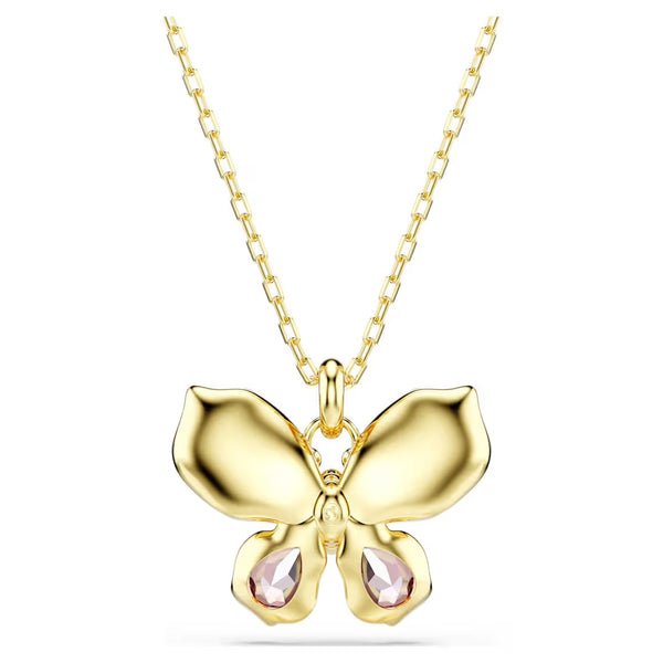 Idyllia Multicoloured Mixed Cuts Pave Butterfly Gold Necklace