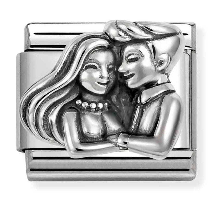 Family - Couple Oxidised Silver Charm