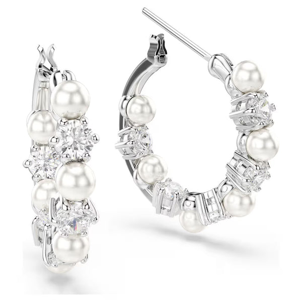 Matrix Pearl & Round Cut Silver Drop Earrings