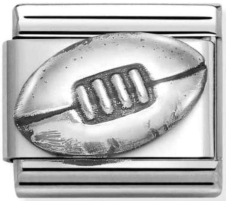 Sports - Rugby Football Oxidised Silver Charm