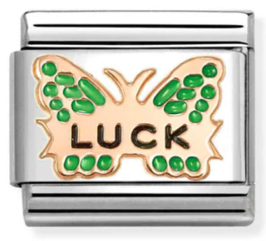 Symbols - Green Luck Butterfly Rosegold Charm