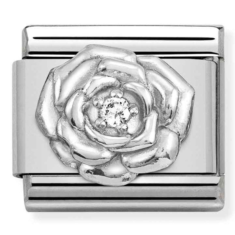 Nature - Rose with CZ Silver Charm