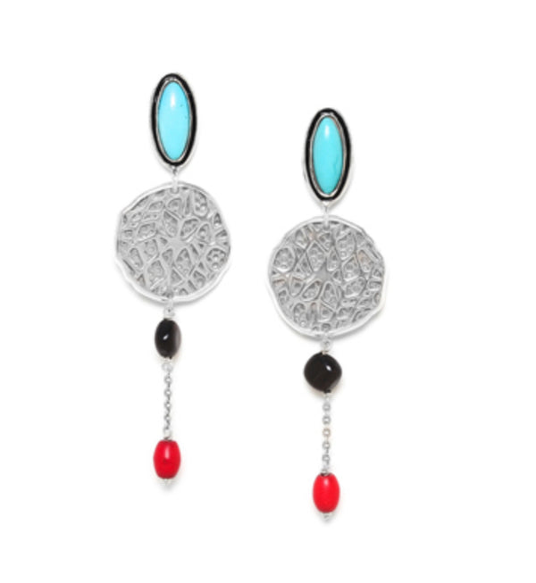 WINA Round Metal Dangle Post Earrings