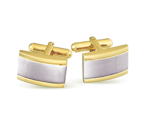 Fashion two-tone shiny Gold & Matte Steel Finish Cufflinks