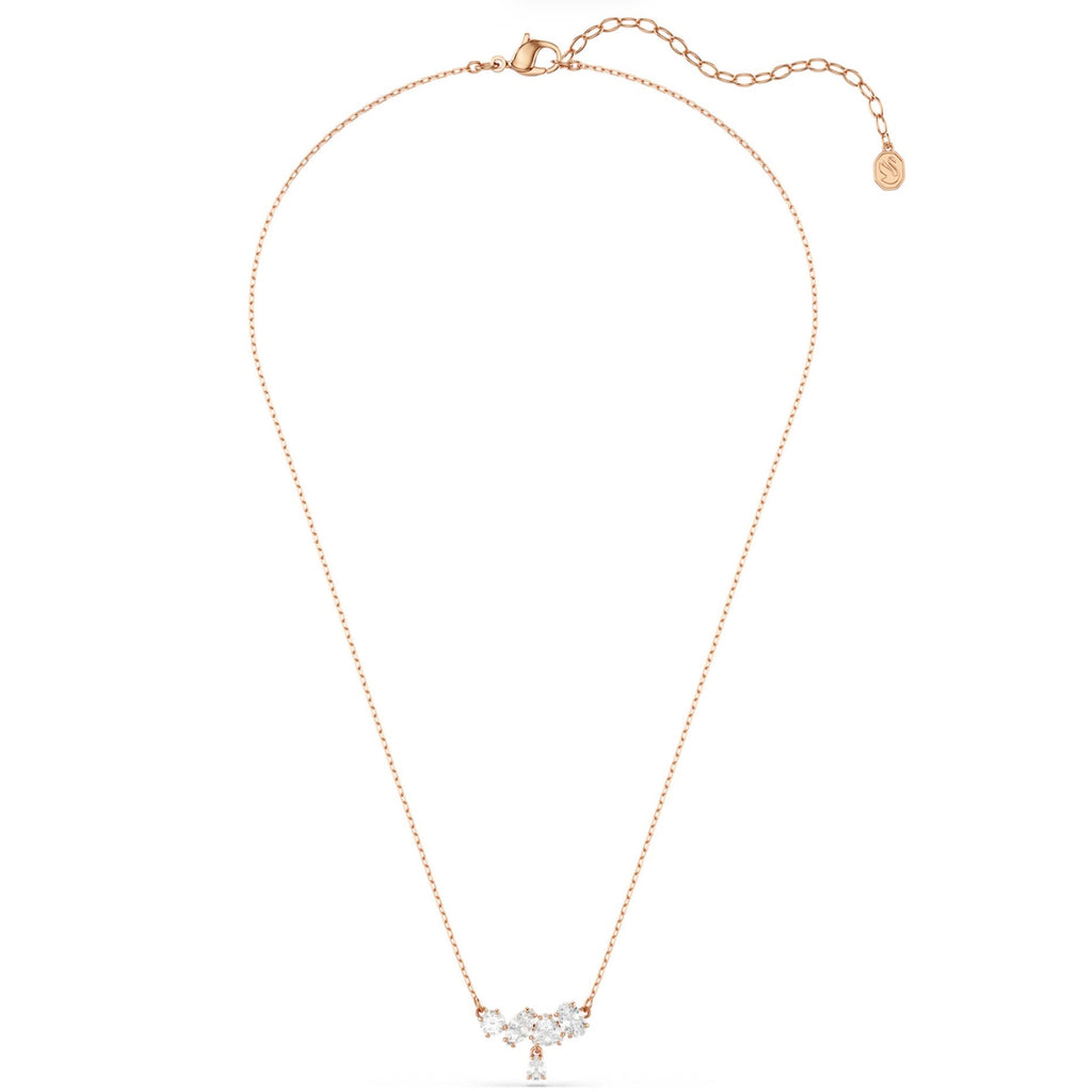 Mesmera: White Mixed Cut Crystals Rosegold Necklace