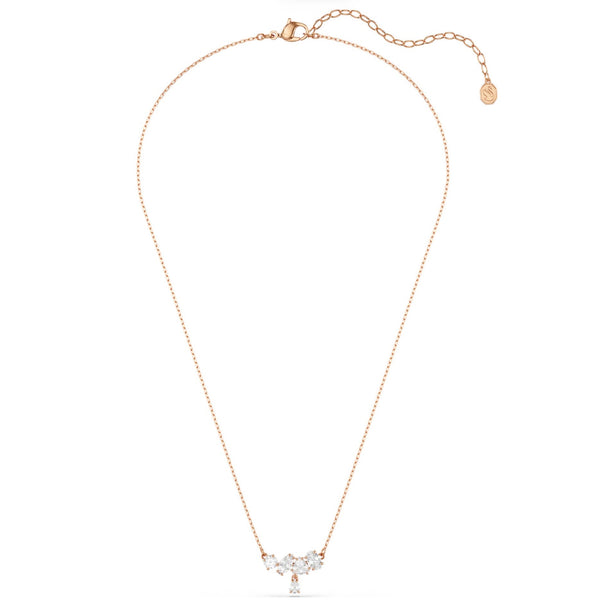 Mesmera: White Mixed Cut Crystals Rosegold Necklace