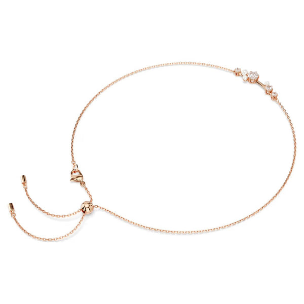 Constella: Pearl & White Round Cuts Rosegold Necklace