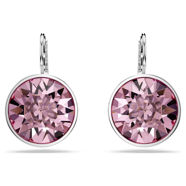 Bella: Pink Round Silver Drop Earrings