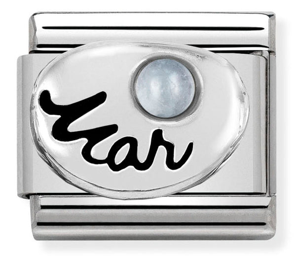 Birthstone - March (Aquamarine) Silver Charm