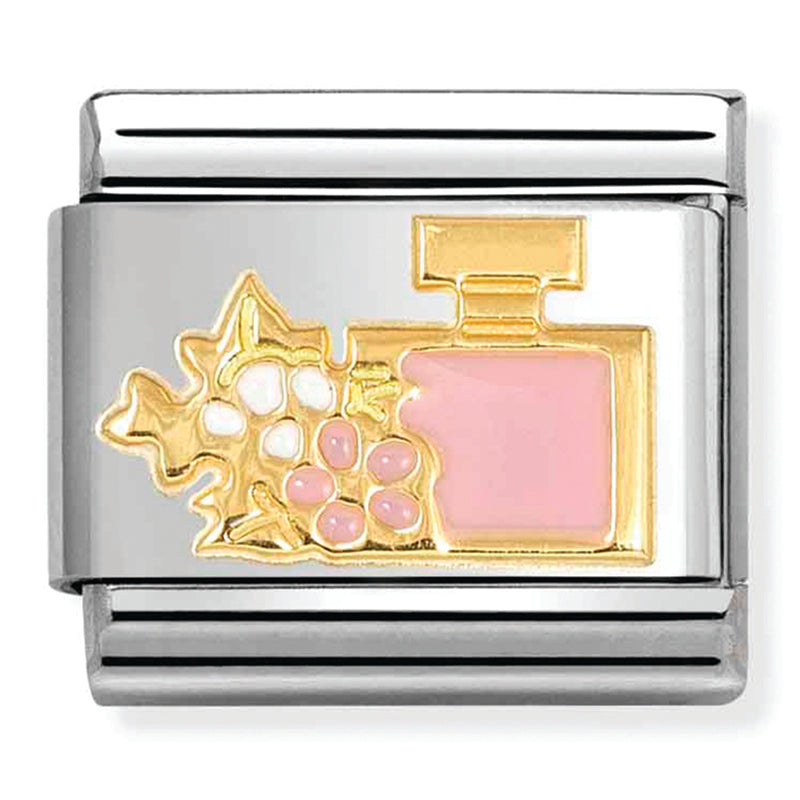 Symbols - Pink Perfume with Flowers Gold Charm