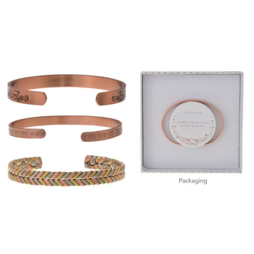 Equilibrium - Scroll Swirl Pattern Magnetic Cooper Bangle