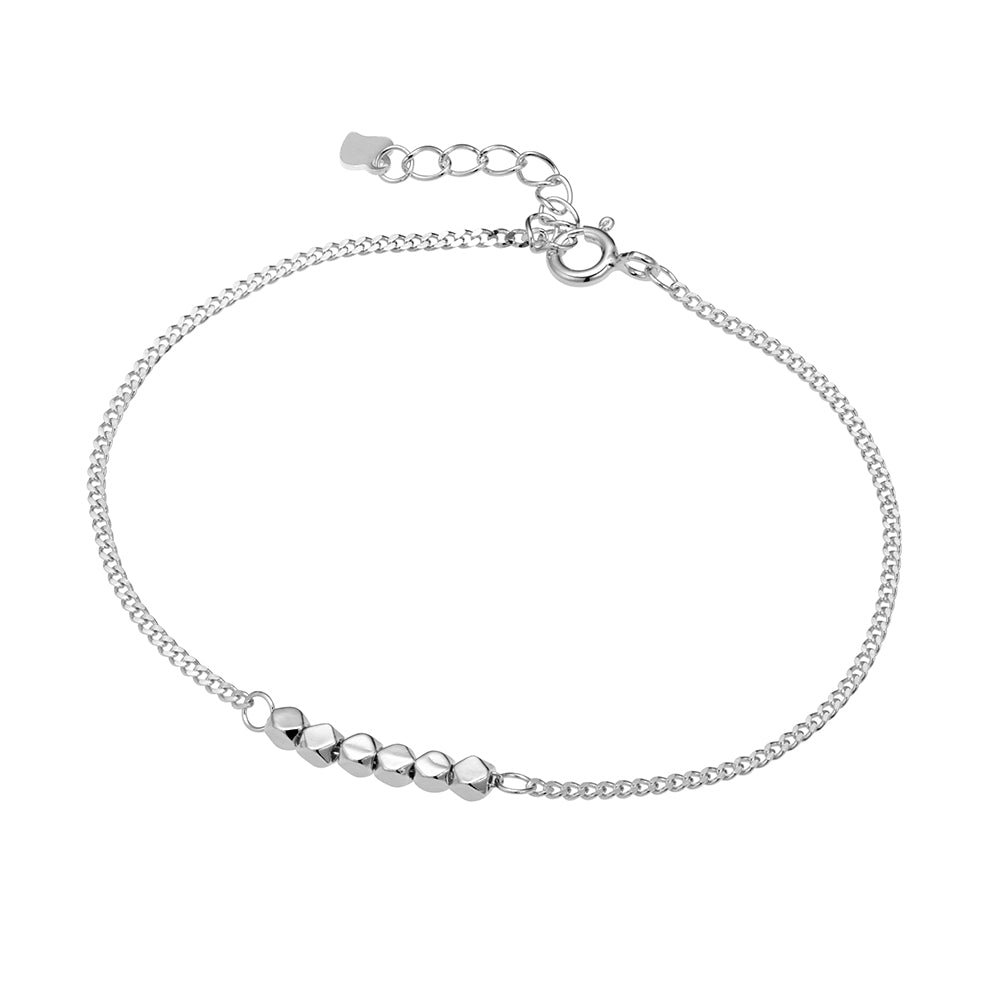 SS 6 Cube Bead on Curb Bracelet