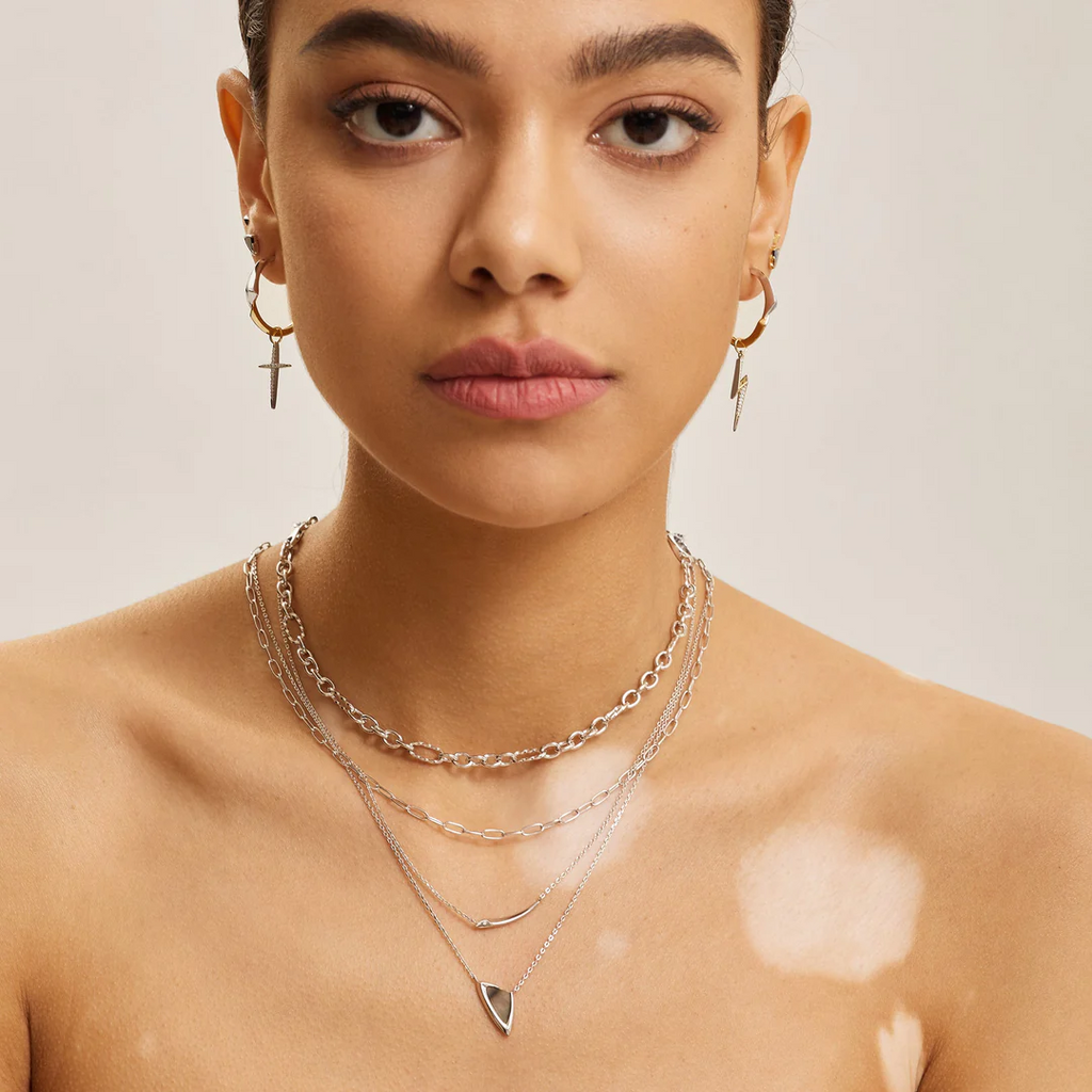 Tough Love - Silver Arrow Abalone Necklace