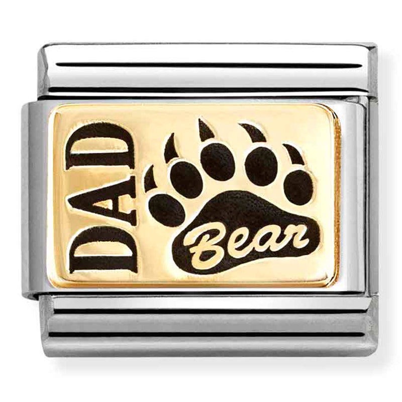 Family - Bear Dad with Black Enamel Gold Charm
