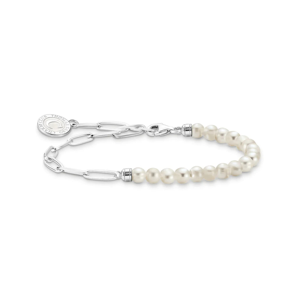 Charmista Silver Freshwater Pearl Long Link Bracelet- 2 sizes
