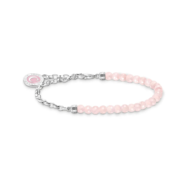 Charmista - Rose Quartz Mini Silver Link Charm Bracelet - 2 Sizes