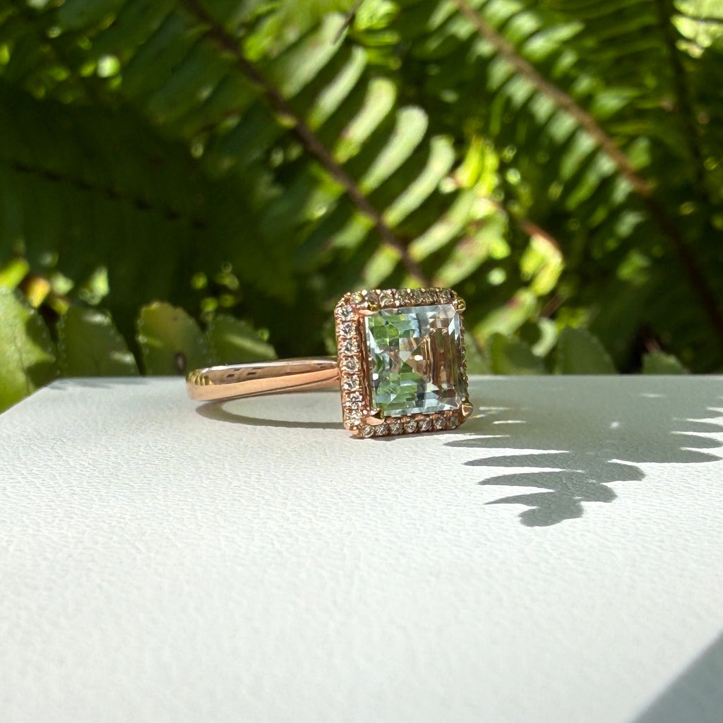 Kristie 14ct Rose Gold Aqua Marine Ring