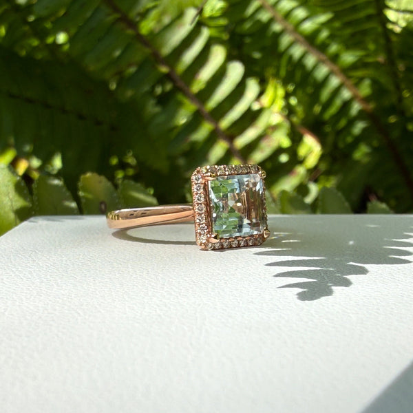 Kristie 14ct Rose Gold Aqua Marine Ring