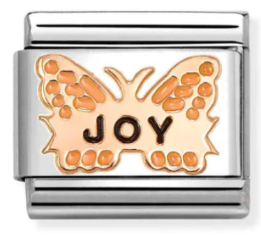 Symbols - Orange ‘Joy’ Butterfly Rosegold Charm