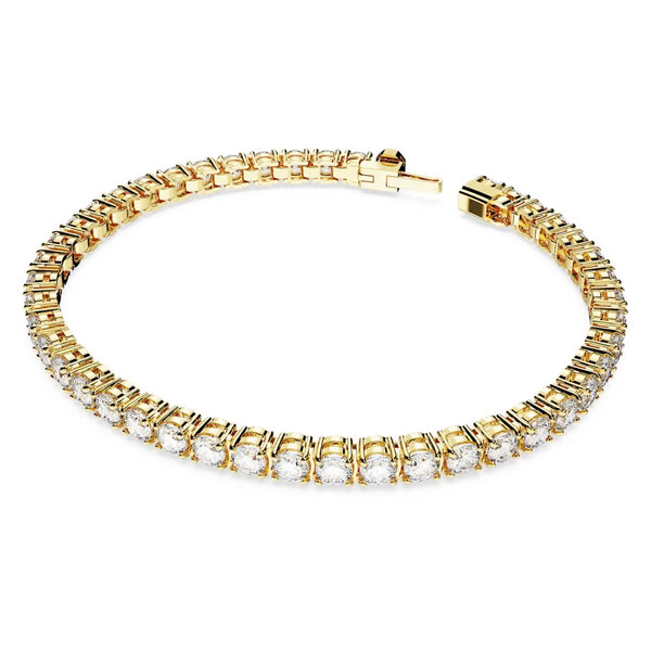 Matrix White Round Cut Gold Tennis Bracelet - 3 Sizes
