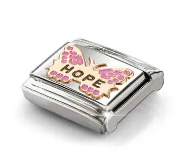 Symbols - Fuchsia ‘Hope’ Butterfly Rosegold Charm