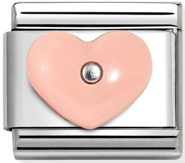 Love - Pink Resin Synthetic Stone Heart Silver Charm