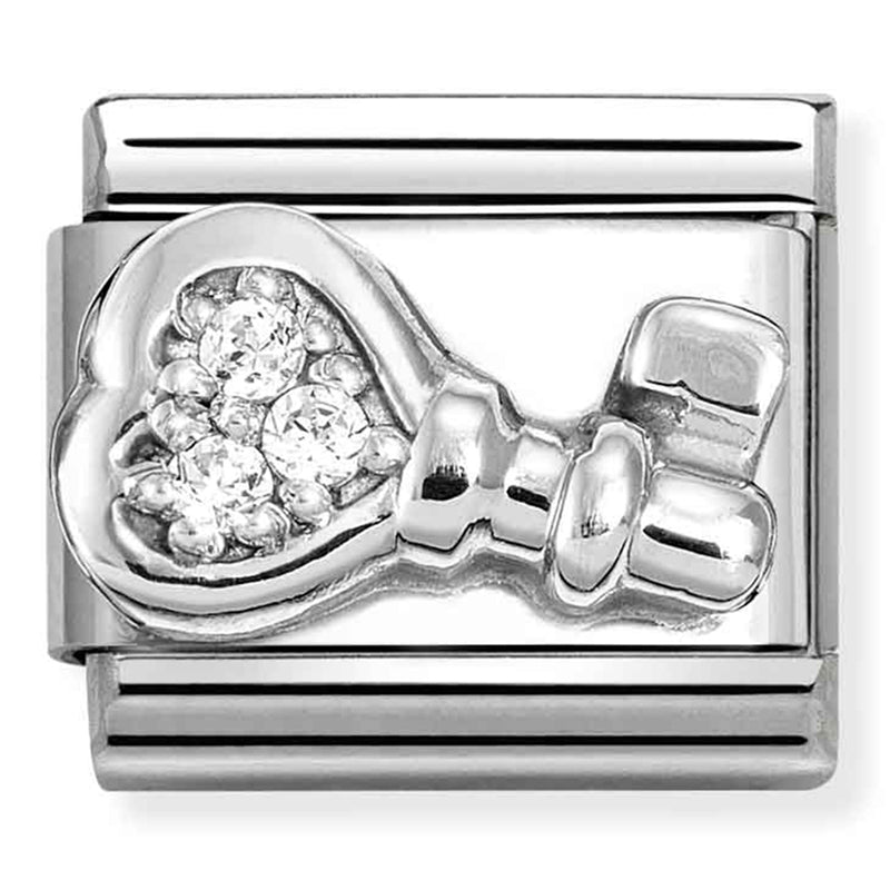 Symbols - Key with CZ Silver Charm