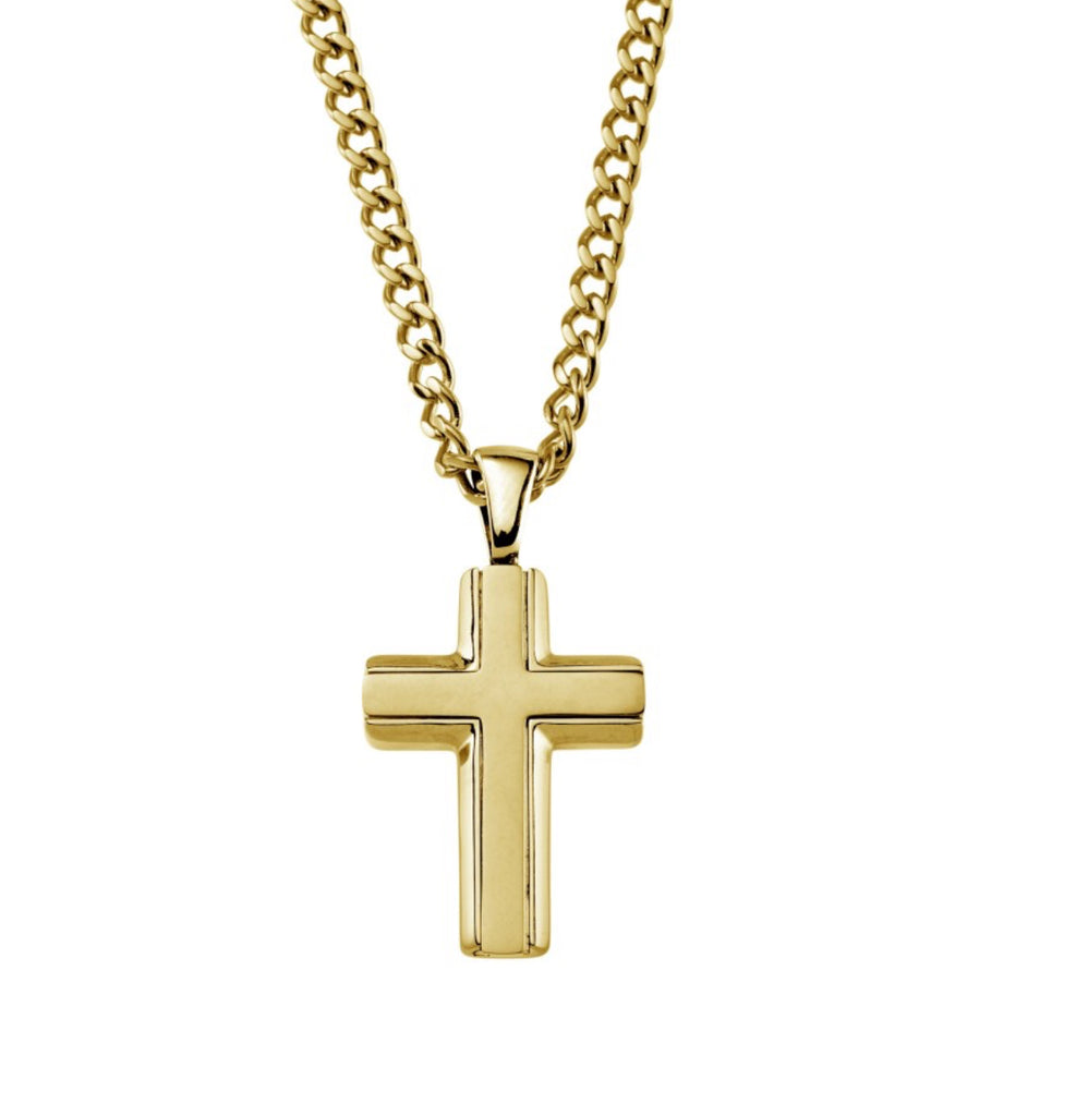 Blaze Men’s Shiny & Matte Finish Cross Pendant with Curb Chain Necklace - 3 Colours