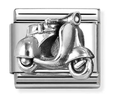 Transport - Scooter Relief Oxidised Silver Charm