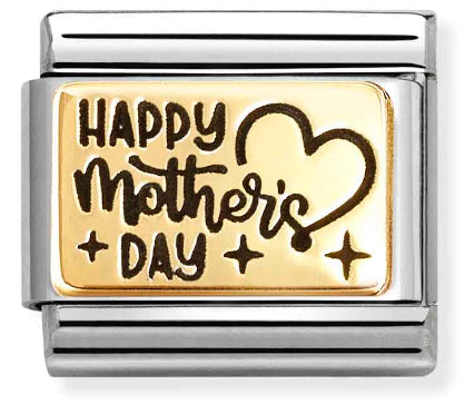 Occassion - Happy Mother's Day Gold & Black Enamel Charm