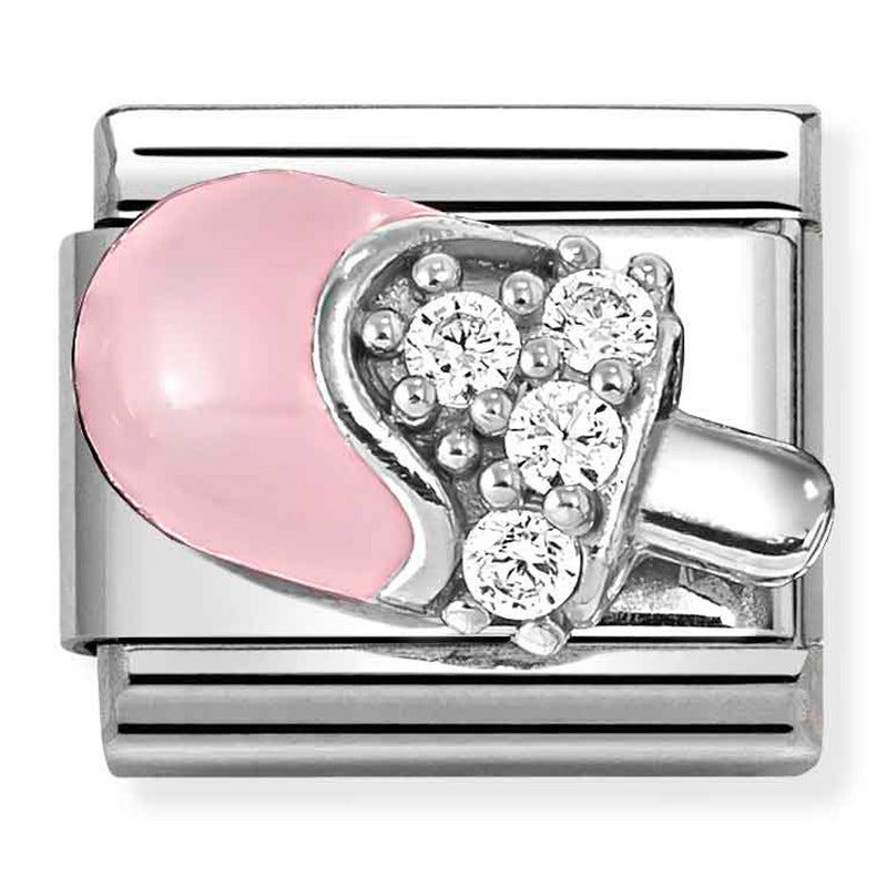 Food & Drinks - Pink Ice Lolly with CZ Silver Charm