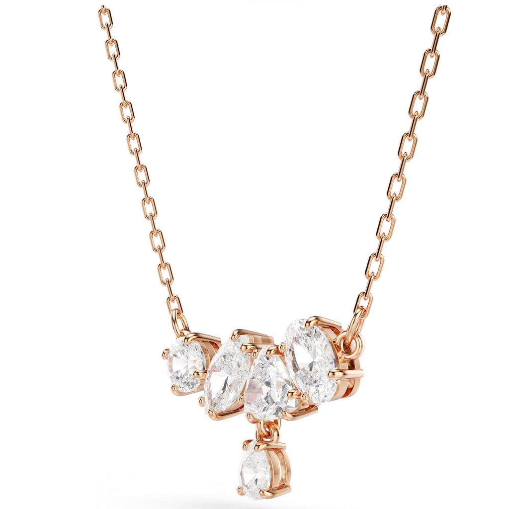 Mesmera: White Mixed Cut Crystals Rosegold Necklace