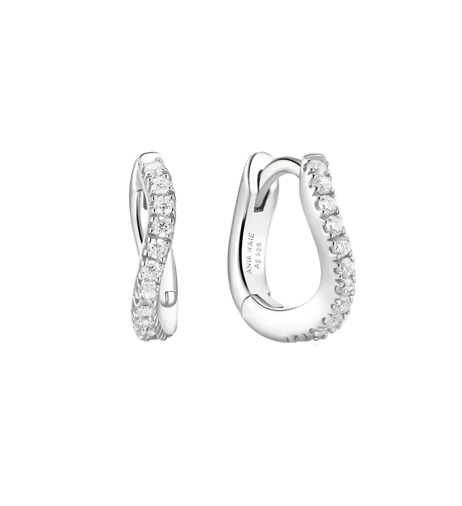 Fairy: Slim Pave with CZ Huggie Hoop Earrings - 2 colours