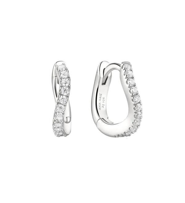 Fairy: Slim Pave with CZ Huggie Hoop Earrings - 2 colours