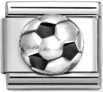 Sports - Soccer Ball with Black Enamel Silver Charm