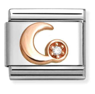 White Moon with CZ Rosegold Charm